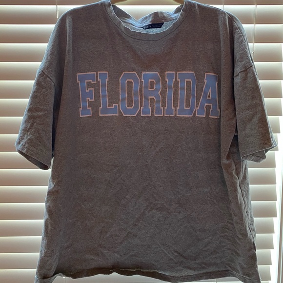 grey t-shirt with florida written on it from shein